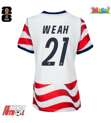 Estados Unidos Timothy Weah #21 Primera Equipación Mujer Mundial 2026 Manga Corta